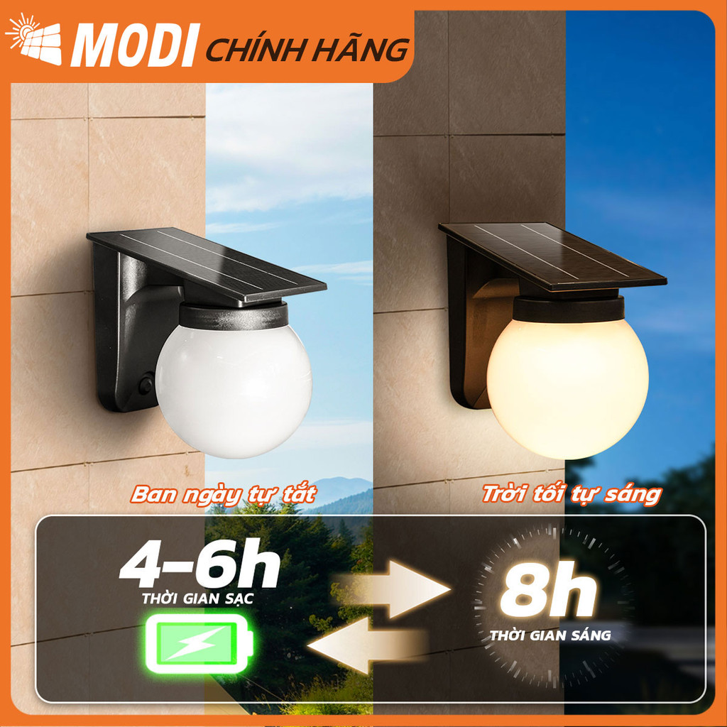 Ảnh Đèn Tường Năng Lượng Mặt Trời MODI SOLAR Có 3 Chế Độ Màu, Trang Trí Ngoài Trời 3