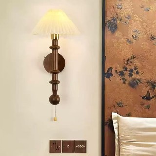 AIMI Bắc Âu Retro Đèn Tường Nhà Phòng Khách Phòng Ngủ Đèn Đầu Giường Có Dây Kéo Công Tắc Học Đọc Sách Ba Màu Đèn Treo Tường Cầu Thang