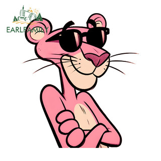 EARLFAMILY Pink Panther có kính râm Nhãn dán xe hơi Cá tính Chống trầy xước Xe máy Windows cản Decal Nhãn xe chống nước thời trang