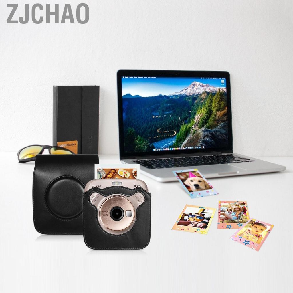 Zjchao Túi đựng máy ảnh bằng da PU di động với dây đeo vai tương thích Fujifilm Fuji Instax SQ20 tức thì