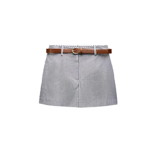 chân váy Zara made in Morocco quần váy sọc năng động kèm belt cá tính