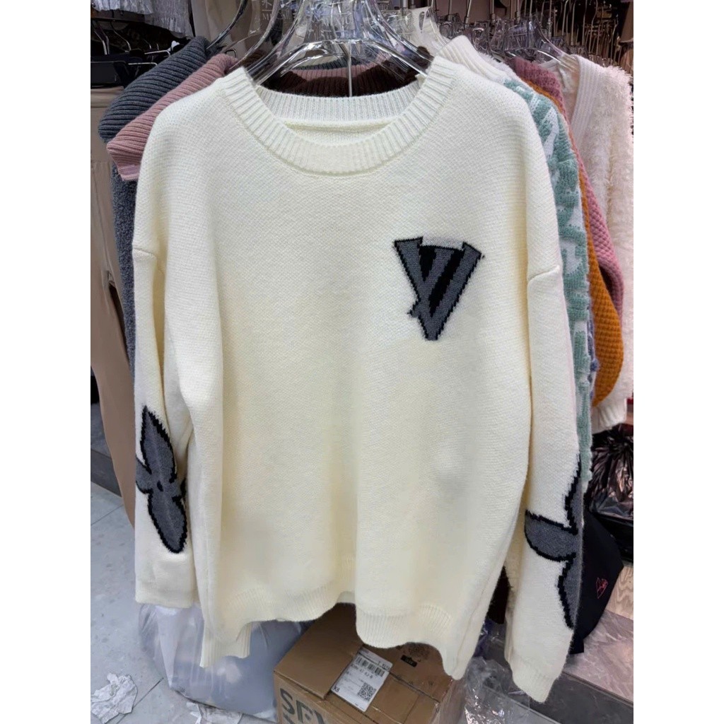 Áo Len Tăm Hoa Khuỷu Tay Luonvuituoi KCloset Áo Sweter Dày Dặn Dáng Rộng Nữ Tính