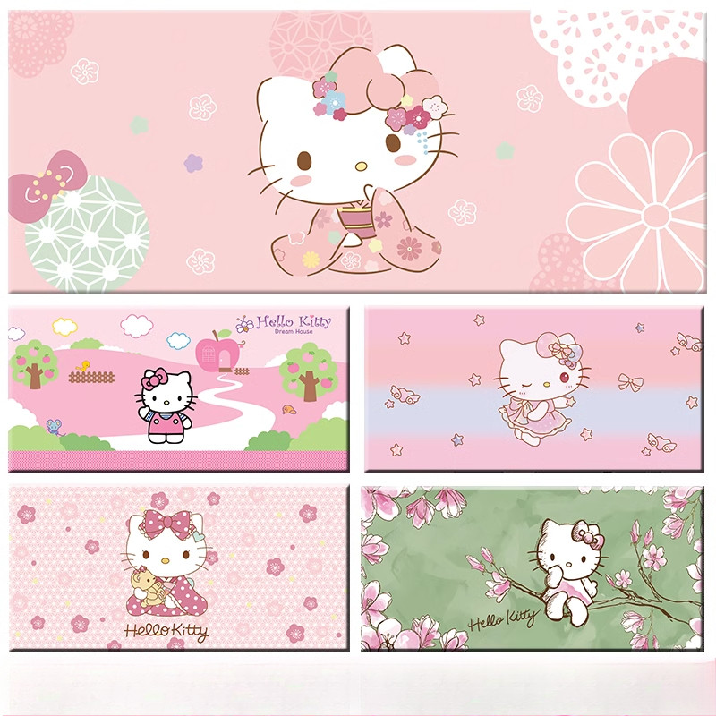 XXL Hellokitty Miếng Lót Chuột Bé Gái Hoạt Hình Dễ Thương Hello Kitty Để Bàn Thảm Tùy Chỉnh Cao Su Kawaii Bàn Phím Văn Phòng Miếng Lót