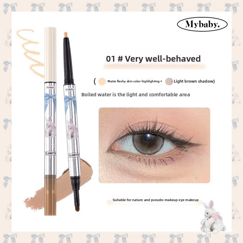 FLORTTE Bút lông tơ hai đầu, highlighter mờ, bút kẻ mắt sáng TSYA