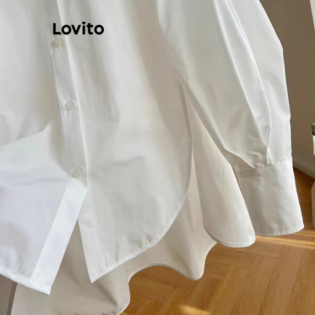 Ảnh Áo sơ mi kiểu Lovito không đối xứng nút trước màu trơn thanh lịch cho nữ LNE24084 (Nhiều màu) 4
