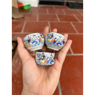 1bộ cóng mào tàu men rạn miệng kẻ viền nâu
