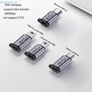 Charmantcc1 Micro Usb sang Mini Usb Type-C Bộ chuyển đổi Usb-C Nữ sang Micro Usb Nam