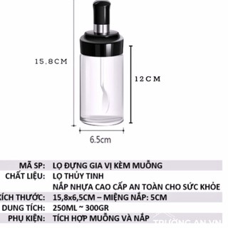 Hũ đựng gia vị thủy tinh kèm muỗng – Nhỏ gọn, sang trọng tiện lợi