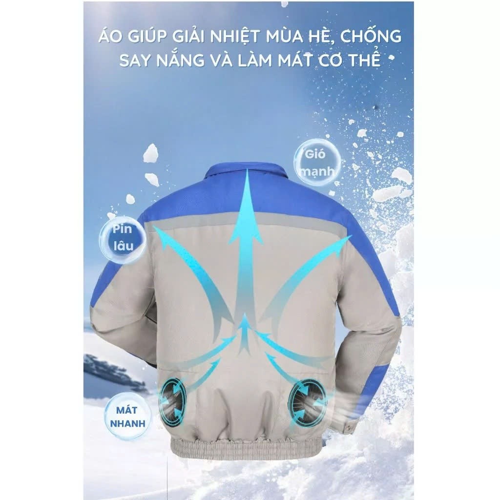 Áo Điều Hòa Nhật Bản SWI/KAW Pin 10-15H Quạt Mát Không Chổi Than, Chống Nắng Nóng, Bảo Hành 12 Tháng