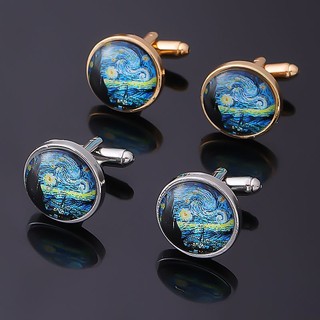 Sáng Tạo Van Gogh Đầy Sao Ban Đêm Đá Quý Nam Vòng Đeo Đơn Giản Retro Kim Loại Pháp Khuy Sét 424E