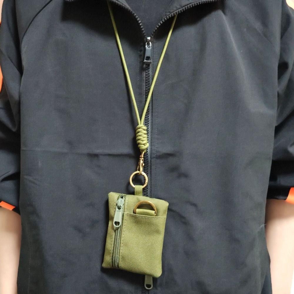 Ví đựng tiền xu cổ treo STWEEKAM, Ví Mini bằng vải Oxford thông thường có dây kéo, Nylon vuông đa chức năng có dây buộc Hộp đựng thẻ nhỏ ngoài trời