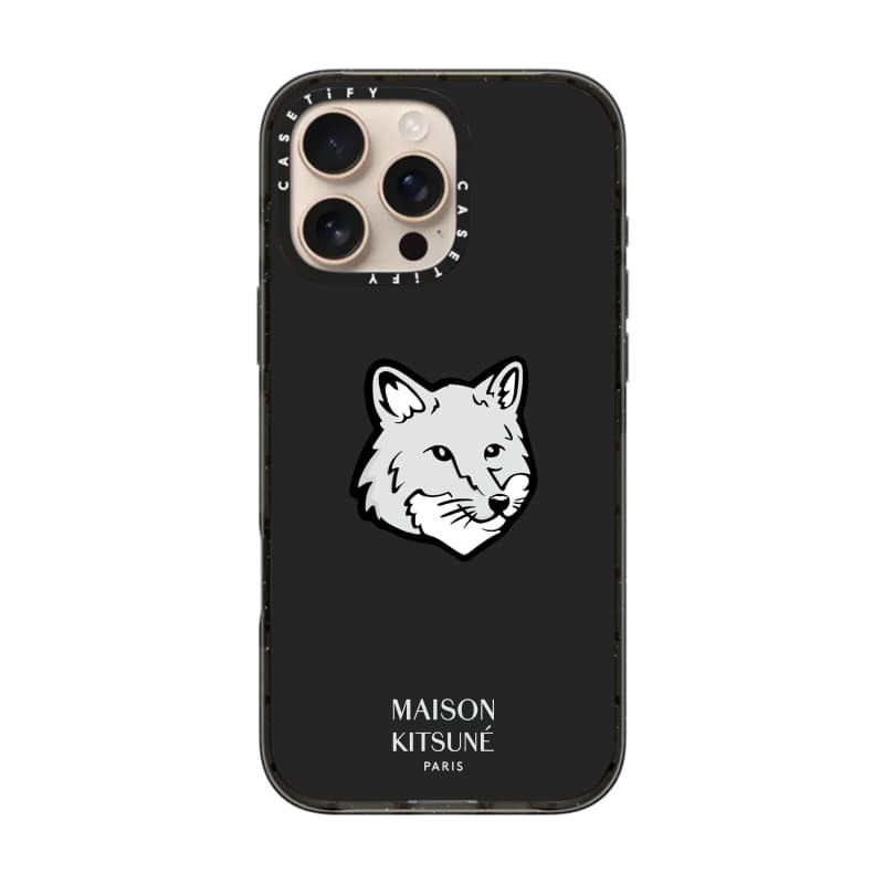 Casetify X Maison Kitsuné Đen Ốp Lưng Acrylic Cứng Hút Từ Tính Cho Apple IPhone 12 13 14 15 16 Pro Max Plus Có Hộp