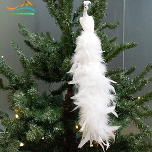 Chim công trắng nhân tạo Trang trí cây thông Noel Lông vũ mô phỏng chim