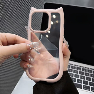 Ốp Điện Thoại Dễ Thương Acrylic Trong Suốt Tai Mèo Silicon Mềm Chống Sốc Ốp Lưng Điện Thoại Cho iPhone 16 15 14 13 12 11 Pro Max 14 15 16 Plus