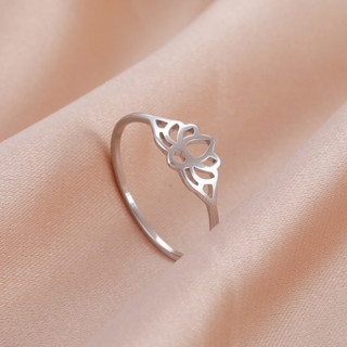 SKYRIM  Nữ Titan Thép Không Gỉ Ring Lotus Thiết Kế Trang Sức Thanh Lịch Cho Bạn Bè