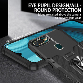 Dành Cho OPPO A5s / A7 / A12 / A11K / F9 Ốp điện thoại PC Cứng Mặt Sau Mềm TPU Edge Bảo Vệ Camera Giá Đỡ Nhẫn Chân Đế Chống Sốc Mỏng Vỏ