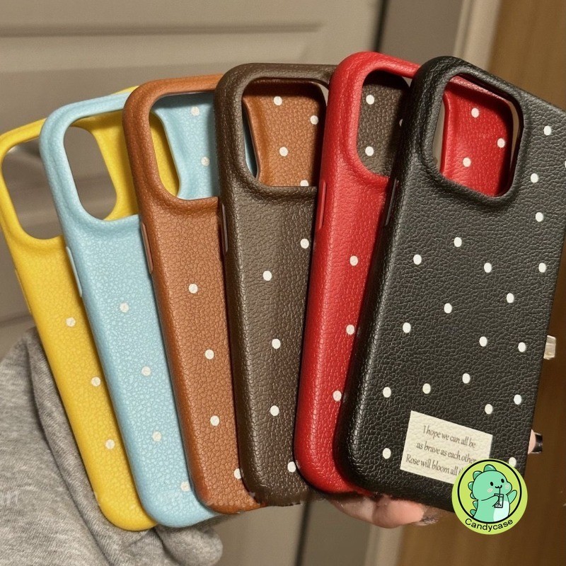 Vỏ Da Giả Cho OPPO Reno 12 11 A97 A96 A76 Reno 8T 5G 8Z 7Z 8 7 Lite 6 5 4Z A73 5G A58X A78 A57 A77 5G A15s Vỏ Đơn Giản Dễ Thương Chấm Bi Màu Kẹo Vỏ Điện Thoại Mềm