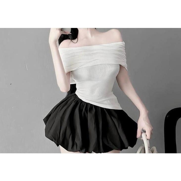 Chân váy nơ bồng đính nơ bản to có quần trong D499