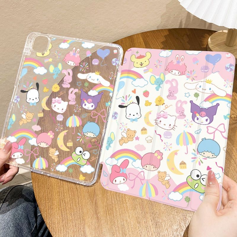 Dành Cho iPad Máy Tính Bảng Case2024air6 Pro11 Air3 / 4 / 5 10.9 10.5gen10th 2022Mini4 / 5 / 6 8.3 Air1 / 2 9.7gen7gen8gen9 10.2inch Phim Hoạt Hình Shin-chan Ba Gấp Túi Khí Bảo Vệ Có Khe Cắm Bút