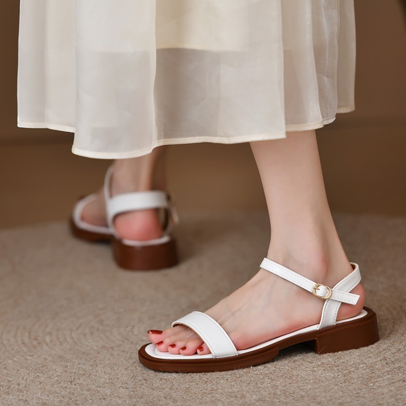 🔥Còn hàng🔥Giày sandal hở mũi mùa hè dành cho nữ  trắng, đen và nâu cỡ 35-42