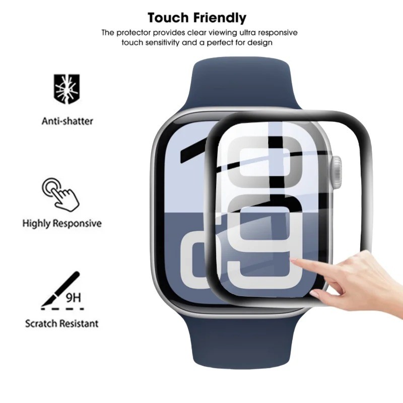 Dành Cho Series 6 5 4 SE 40mm 44mm 3 2 1 38mm 42mm HD Đen Kính Cường Lực Cho Apple Watch Series 10 42mm 46mm 9 8 7 41mm 45mm Ultra 2 49mm Chống Vân Tay Bảo Vệ Màn Hình Đồng Hồ