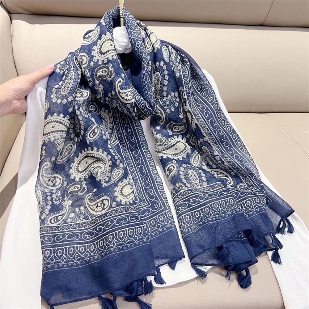 Khăn choàng mềm dài TRACEILLOIAN, Khăn quàng tua rua nữ in hình hạt điều, Khăn choàng Bohemian mỏng thời trang cổ điển 180 * 90cm ấm áp mùa đông