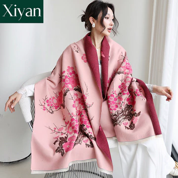 [Sẵn sàng] Khăn choàng nữ thời trang mới giống như cashmere mùa đông giữ ấm khăn choàng dày khăn choàng dài khăn quàng cổ nữ