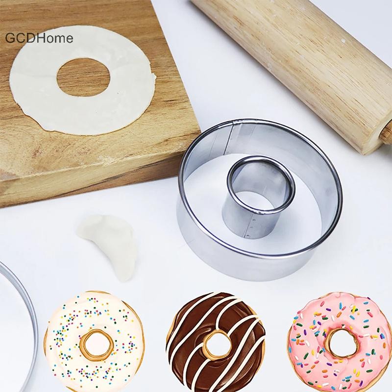 Gcdhome Khuôn cắt bánh donut inox DIY, dụng cụ trang trí bánh, làm món tráng miệng, cắt bánh mì cho nhà bếp