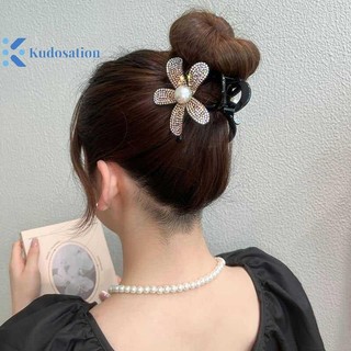 Kudosation Thời Trang Sáng Bóng Kim Cương Giả Hoa Vuốt Tóc Kẹp Mũ Thanh Lịch Đen Đuôi Ngựa Kẹp Hairgrips Dành Cho Nữ Phụ Kiện Tóc