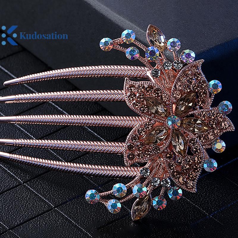 Kudosation Vintage Pha Lê Hoa Kẹp Tóc Phong Cách Hàn Quốc Thời Trang Ngọc Trai Kim Cương Giả Lược Tóc Sáng Bóng Kẹp Tóc Cho Nữ Phụ Kiện Tóc