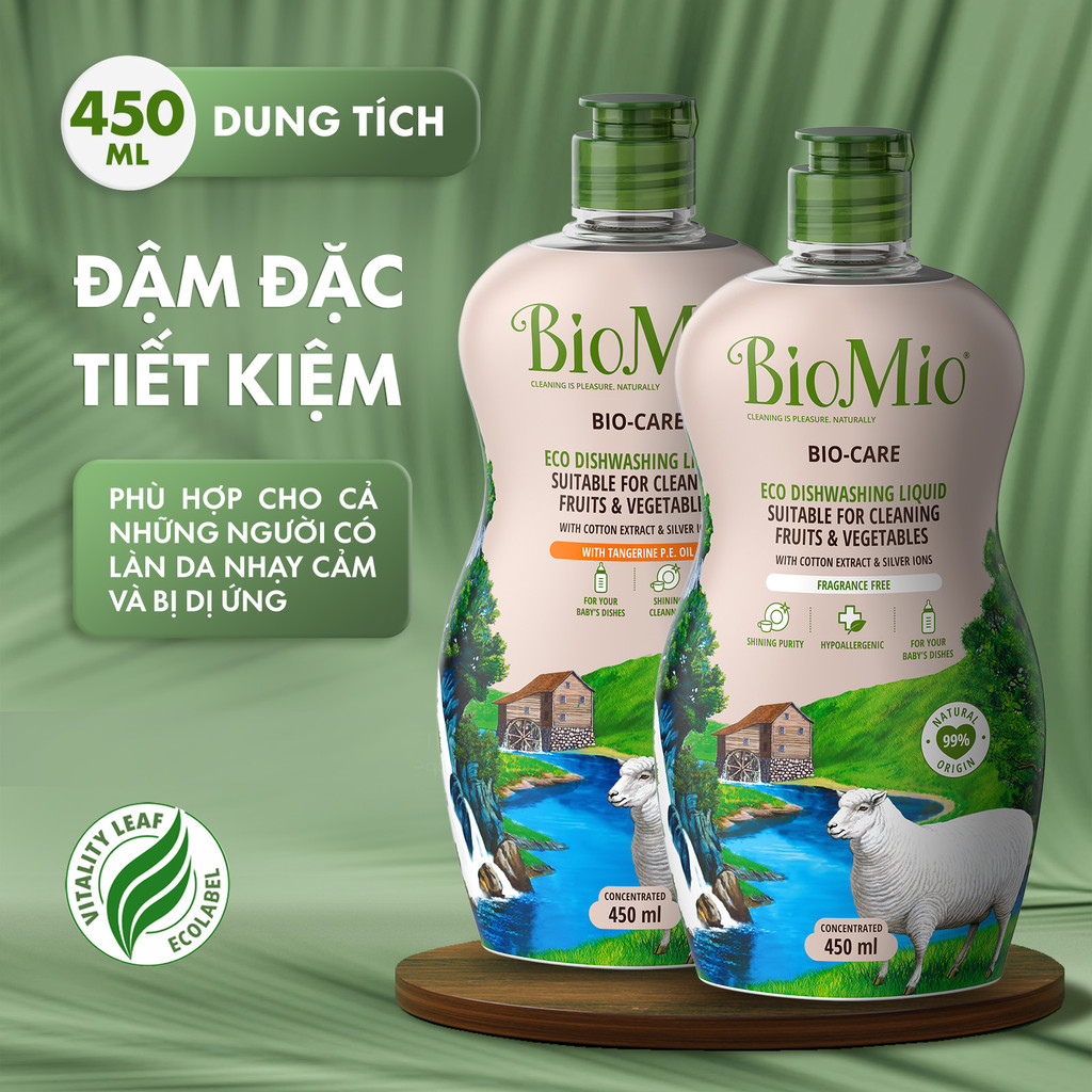 Mô tả Nước rửa chén bát hữu cơ BIOMIO BIO-CARE 450ml đa năng an toàn rửa được trái cây rau chén bát em bé - 6