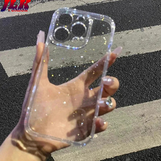 [Jlk] Ốp Điện Thoại Trong Suốt Lấp Lánh Mềm Mại Cho iPhone 11 12 13 14 15 16 Pro Max Plus Ốp Lưng Silicon Trong Suốt Chống Sốc