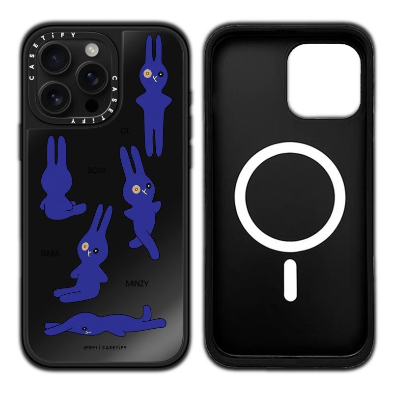 Casetify X 2NE1 T 'AMT 'AMI Sticker Case hút từ tính Vỏ IPhone gương đen & bạc IPhone 16 15 14 13 12 Pro Max Plus Ốp lưng cứng có hộp khắc logo