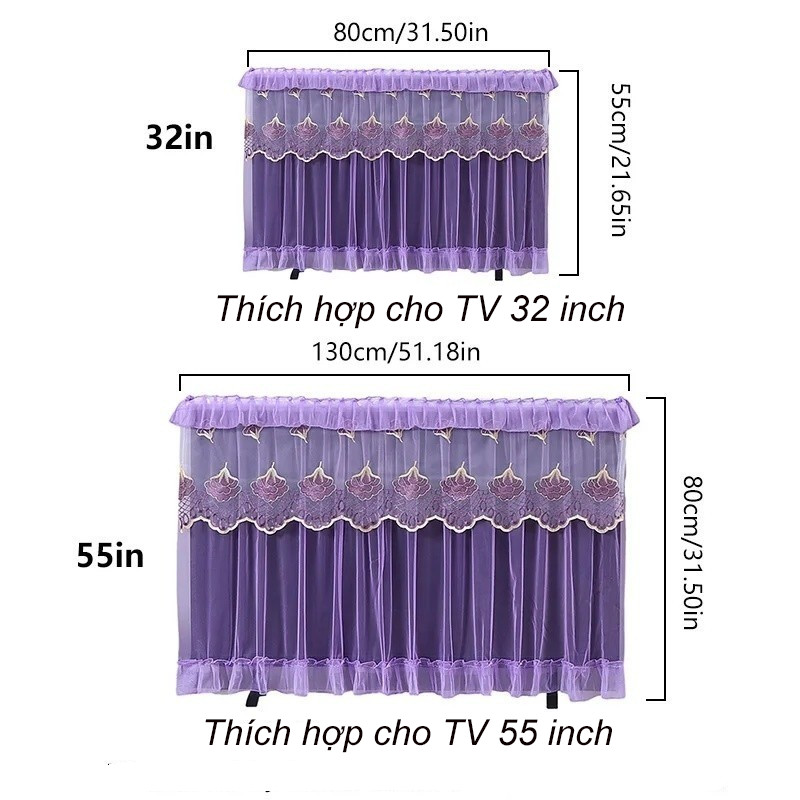 Rèm tivi chống bụi,vải che bụi cao cấp,trang trí ti vi, decor tivi, tấm phủ che tivi,32 inch