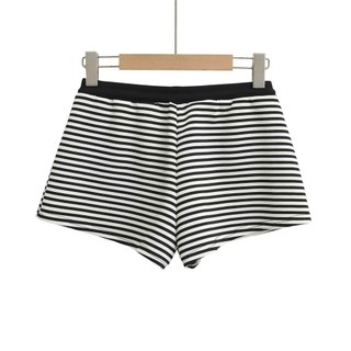 Quần short sọc bị chặn màu mới có dây rút rộng để mặc thường ngày cho nữ