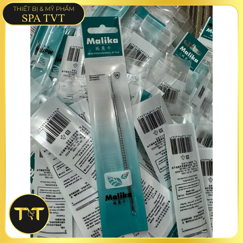 Que Nặn Mụn MAIKA (Malika) Inox 2 Đầu, Hỗ Trợ Làm Sạch Mụn Đầu Đen, Mụn Cám, Bã Nhờn