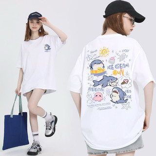 Áo Thun, Áo Phông in hình cá Shark Sun Tay lỡ Rộng nam nữ