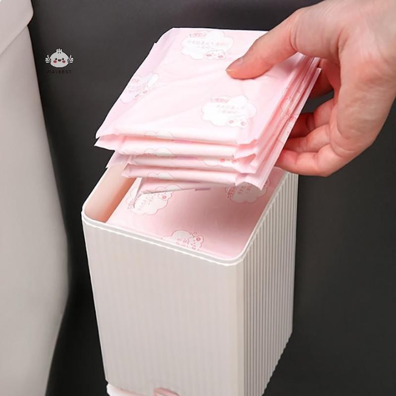 Maybest 1 Chiếc Treo Tường Băng Vệ Sinh Hộp Bảo Quản Khăn Giấy Và Cotton Hộp Bảo Quản Hộp Lật Đa Năng {VN}