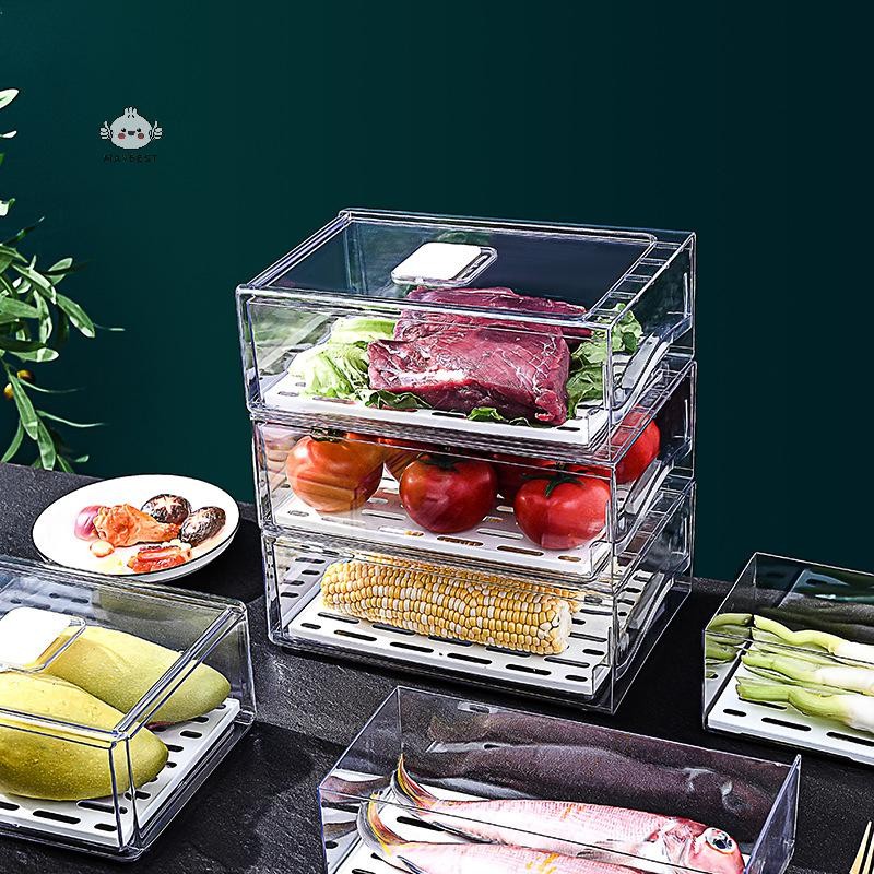Maybest Hộp Bảo Quản Tủ Lạnh Nhà Bếp Loại Ngăn Kéo Hộp Giữ Tươi Thực Phẩm Trứng Và Thịt Hộp Bảo Quản Hoàn Thiện Thực Phẩm {VN}