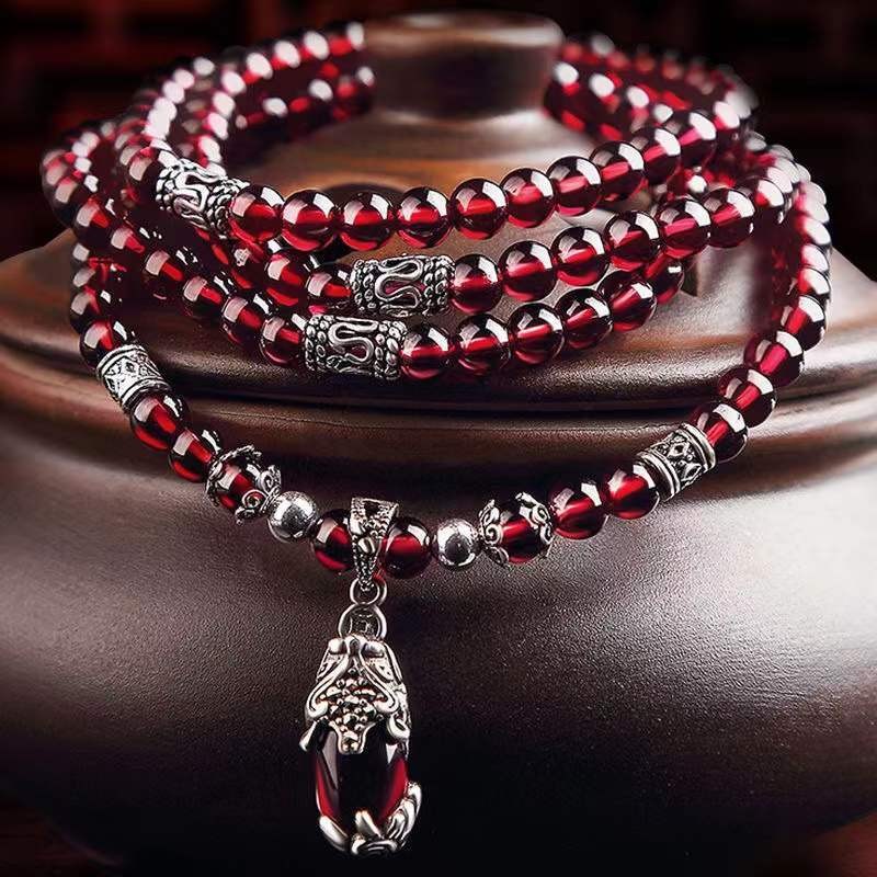 ✨Vòng Tay Garnet Đỏ Nhiều Vòng Quanh Dài Tinh Tế Người Phụ Nữ Đá Cặp Đôi Bạn Gái Nữ Quà Tặng Sinh Nhật 25.4.9