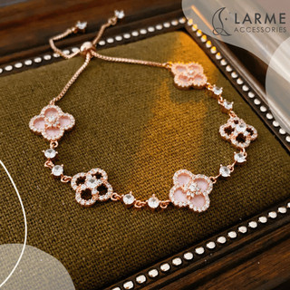 Lắc tay nữ vòng tay freesize hoa anh đào sakura lấp lánh phong cách nhẹ nhàng bánh bèo Larme accessories -VT0184