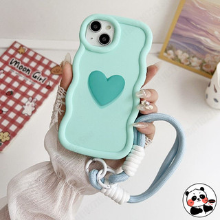 Ốp Điện Thoại Dây Sóng 3D Cho Realme 13 12 11 Pro Plus NFC 12X 11X 5G 4G 12 + Ốp Lưng Mềm Trái Tim Tình Yêu Dễ Thương Có Dây Buộc Cổ Tay