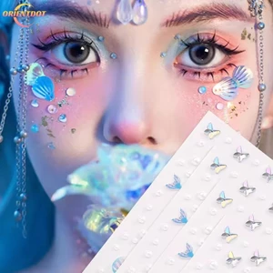 Miếng Dán Trang Trí Mặt Vỏ Kim Cương Giả - Nàng Tiên Cá Mặt Công Chúa Trang Điểm Mắt Miếng Dán DIY Tattoo