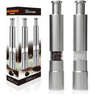 Bộ máy xay muối và xay tiêu bằng thép không gỉ cao cấp cho muối biển tiêu Muối và gia vị Himalaya có nút ngón tay cái để vận hành một tay