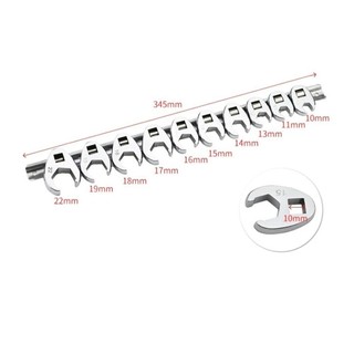 FEASTLY 10 Cái / bộ Cờ lê đầu mở, Cờ lê chân vịt ổ đĩa 10-22mm 3 / 8Inch, Đầu cờ lê sừng bằng thép Carbon bền cho bộ chìa khóa cờ lê mô-men xoắn