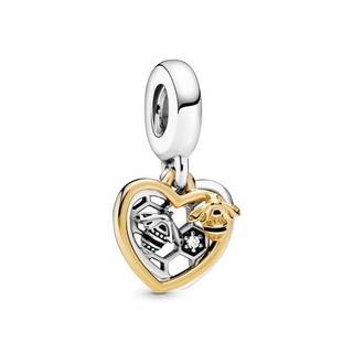 Mặt dây chuyền hình tháp Eiffel chuột Mickey Chìa Khóa Móc tự làm quyến rũ S925 mạ bạc