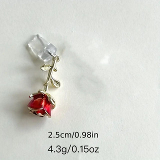 1 Điện Thoại Di Động Chống Bụi Cắm Tự Làm Hợp Kim Trong Suốt Hoa Hồng Đỏ Mặt Dây Chuyền Trang Trí Điện Thoại Di Động