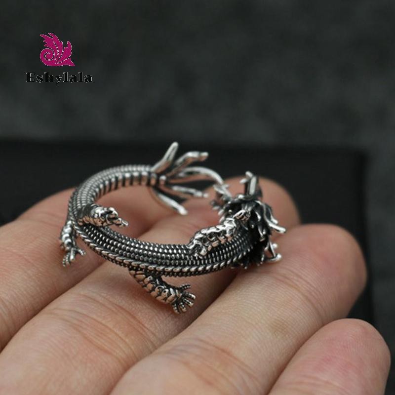 Retro Độc Đoán Phong Cách Dân Tộc Nhẫn Rồng Dành Cho Nam Thoáng Mát Mở Nhẫn Có Thể Điều Chỉnh Punk Vintage Thời Trang Ngón Tay Phụ Kiện Trang Sức [MỚI]