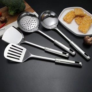 Bộ Dụng Cụ Nhà Bếp Nấu Ăn Thép Không Gỉ Gồm Vá Lỗ, Xẻng Lật, Vá Canh, Xẻng Lỗ Chuyên Dụng