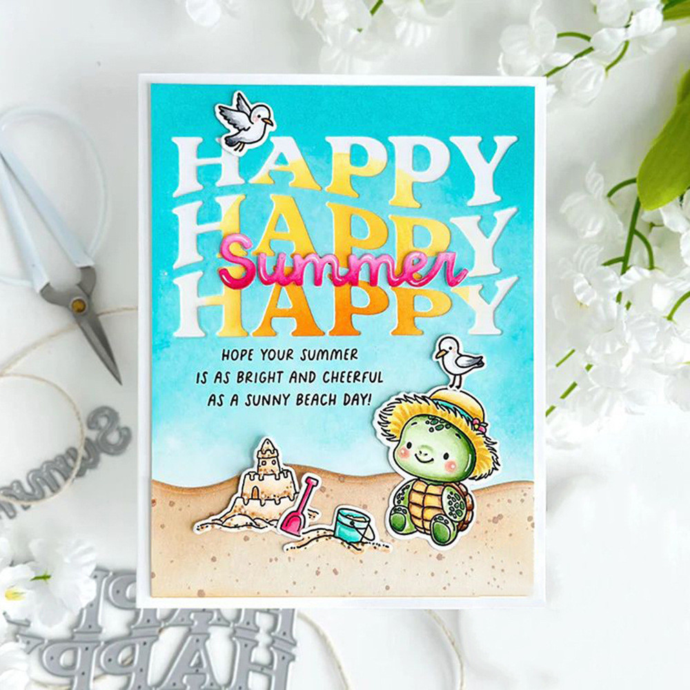 HAPPY Summer cắt chết DIY kim loại carbon thép khắc quá trình cắt dies dập nổi mẫu scrapbook trang trí